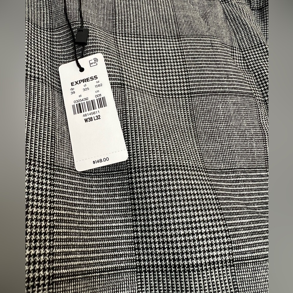 NWT Express Extra Slim Plaid Flannel Elastic Waist Dress Pant - Picture 8 of 14